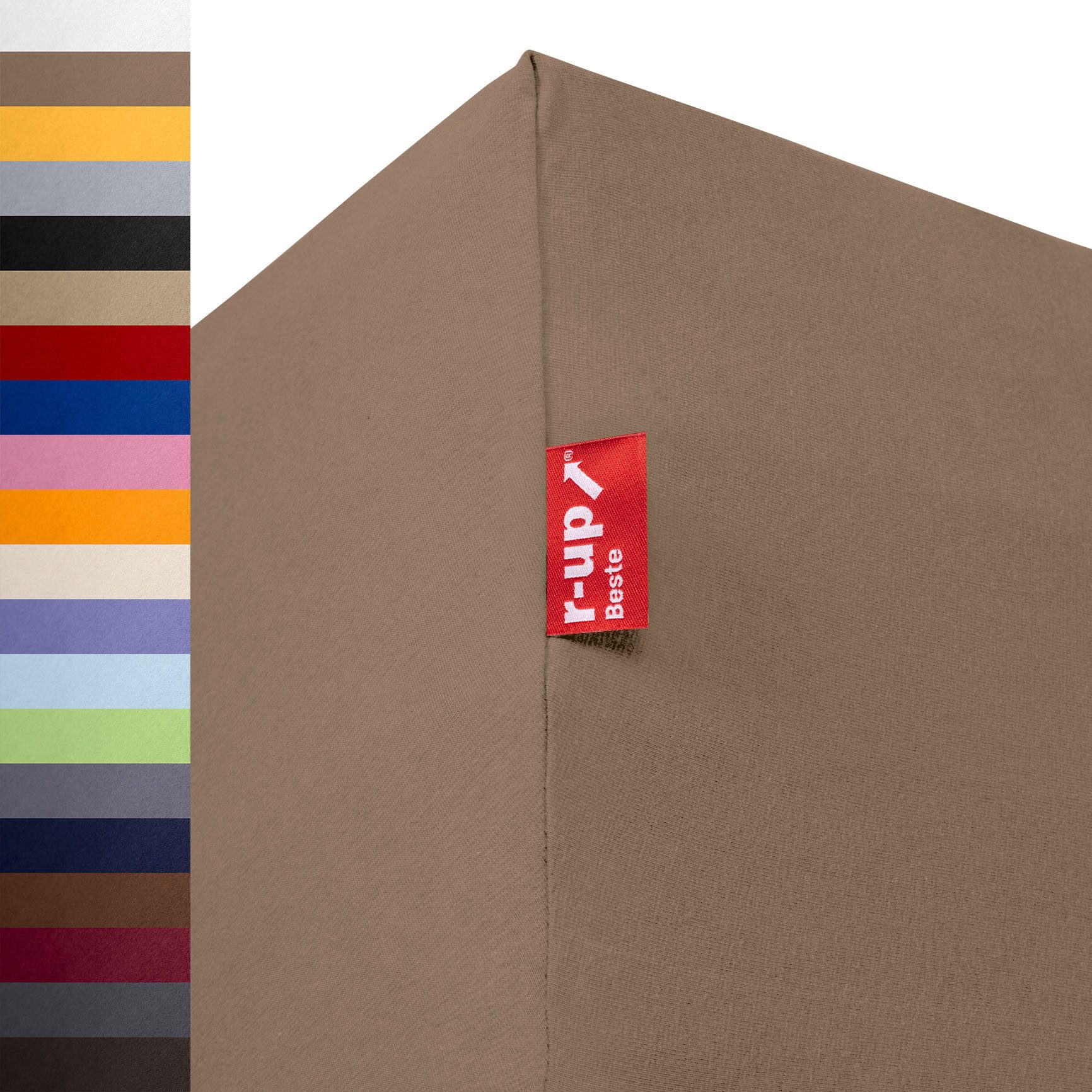 r-up Spannbettlaken Beste 90x200 bis 220x240cm erhältlich! 230 g/m², Baumwolle, Gummizug: fest eingenähtes dauerelastisches Rundumgummi, (1 Stück), (90x200-100x220, 15-35cm Matratzenhöhe, taupe)