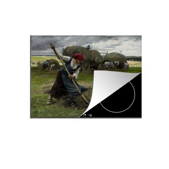 MuchoWow Herdblende-/Abdeckplatte Heuszene - Gemälde von Julien Dupré Vinyl (1 tlg) Mobile Arbeitsfläche nutzbar Ceranfeldabdeckung ZR10749