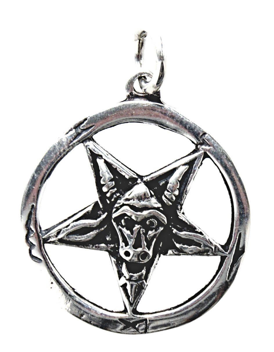 54 Pentagramm 925 Silber Anhänger Silberkette Baphomet Ziegenkopf Satanist Nr 