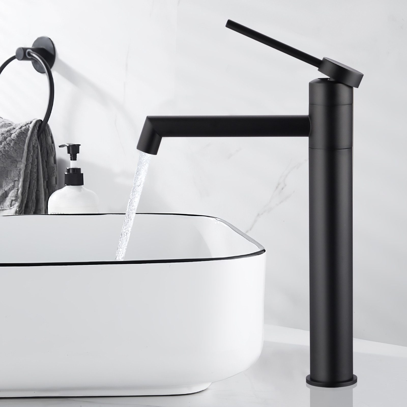 WOOHSE Badarmatur Waschtischarmatur Schwarz Wasserhahn Bad günstig online kaufen