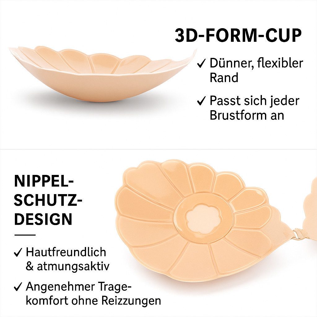 Diyarts Set: Push-up-BH (2er-Set, 2er-Set Klebe-BHs in Beige und Schwarz) Unsichtbar unter der Kleidung – ideal für rückenfreie Outfits