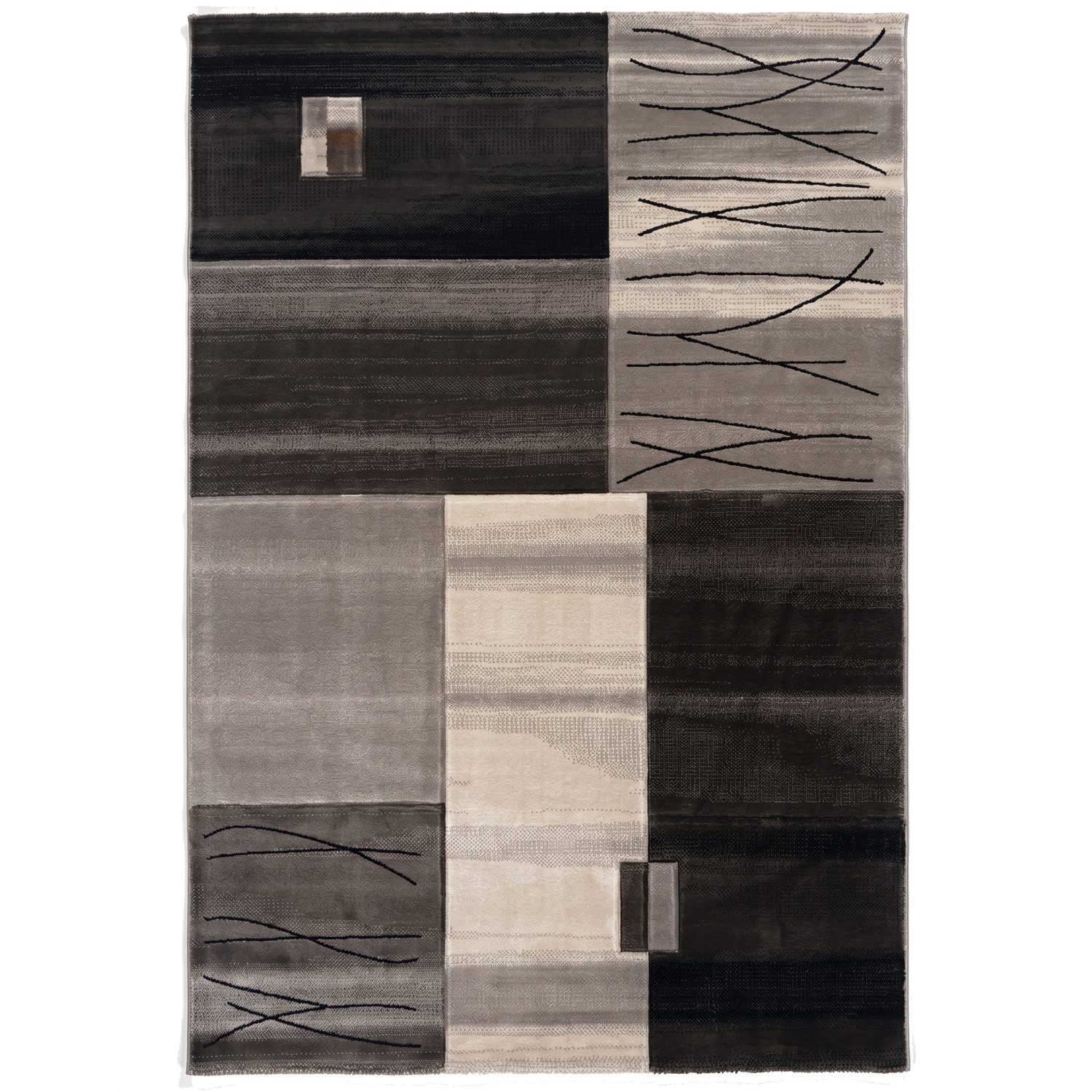 Vimoda Teppich Wohnzimmer Designer Teppich Grau Kachel Motiv, Rechteckig, Höhe: 12 mm, Teppich dicht mit Farbverlauf und Konturenschnitt – Bild 2 von 5