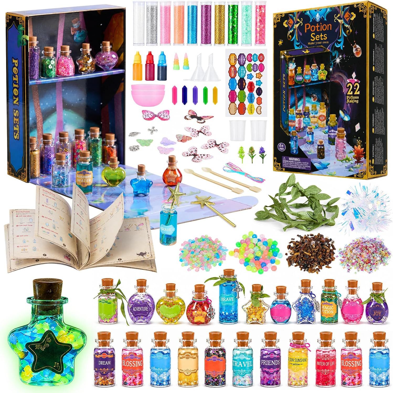 EXTSUD Experimentierkasten Zaubertrank Set für Kinder, 91-teilig, 22 Zaubermischungen, leuchtet, (91-tlg)