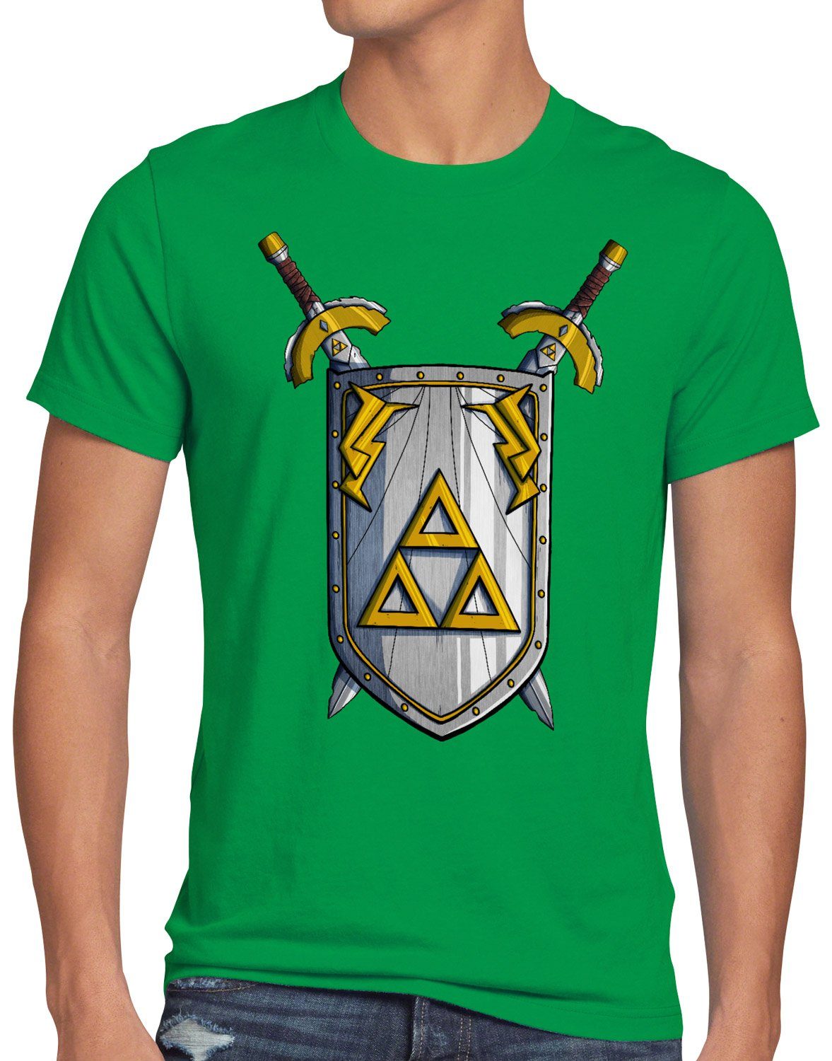 style3 Print-Shirt Herren T-Shirt Link to the Past Schwert hyrule snes nes