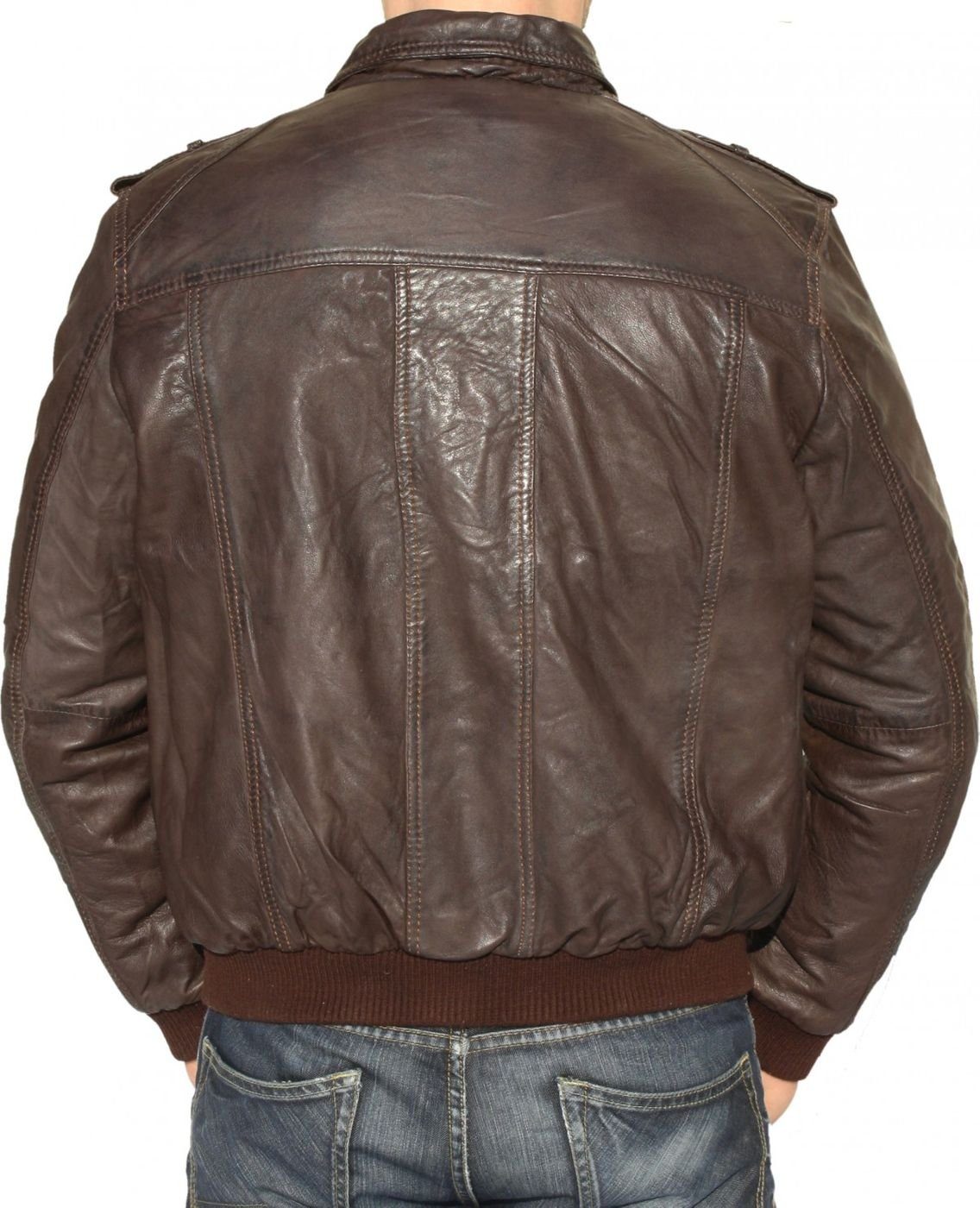 Nappa Trend Lederjacke Lamm Leder Jacke German Wear 514J aus dunkelbraun Lederjacke