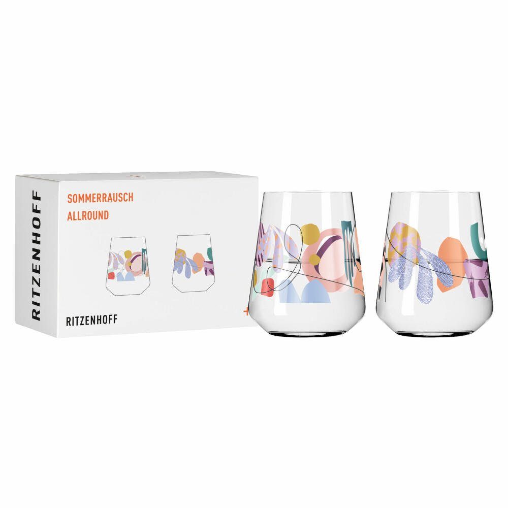 Ritzenhoff Gläser-Set Universalglas 2er-Set Sommerrausch 01, 02, 2-tlg., Kristallglas, Made in Germany