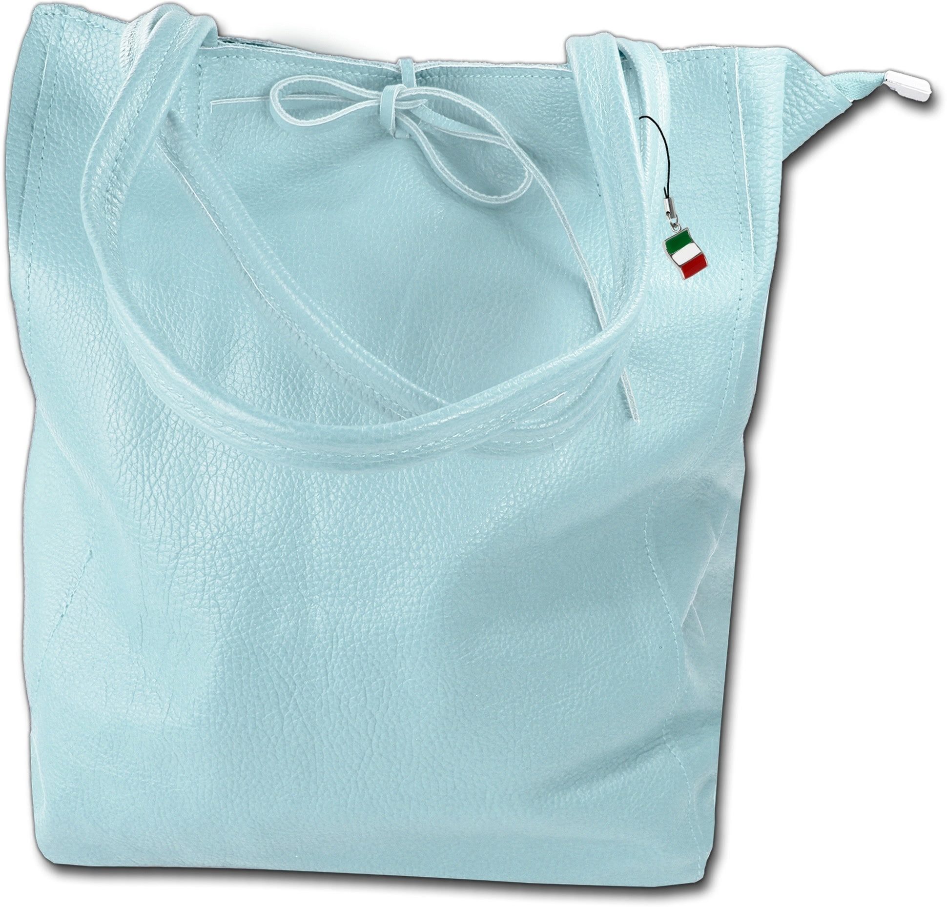 FLORENCE Shopper Florence ital. Shopper Echtleder Damen (Schultertasche, Shopper), Damen Shopper, Schultertasche Leder, hellblau, Größe ca. 28cm