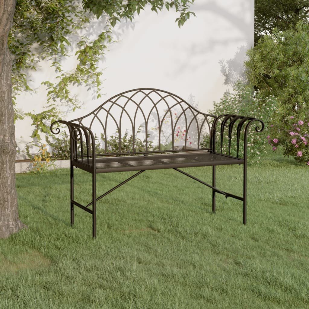vidaXL Gartenbank 2-Sitzer-Gartenbank 128 cm Schwarz Stahl (1-St)