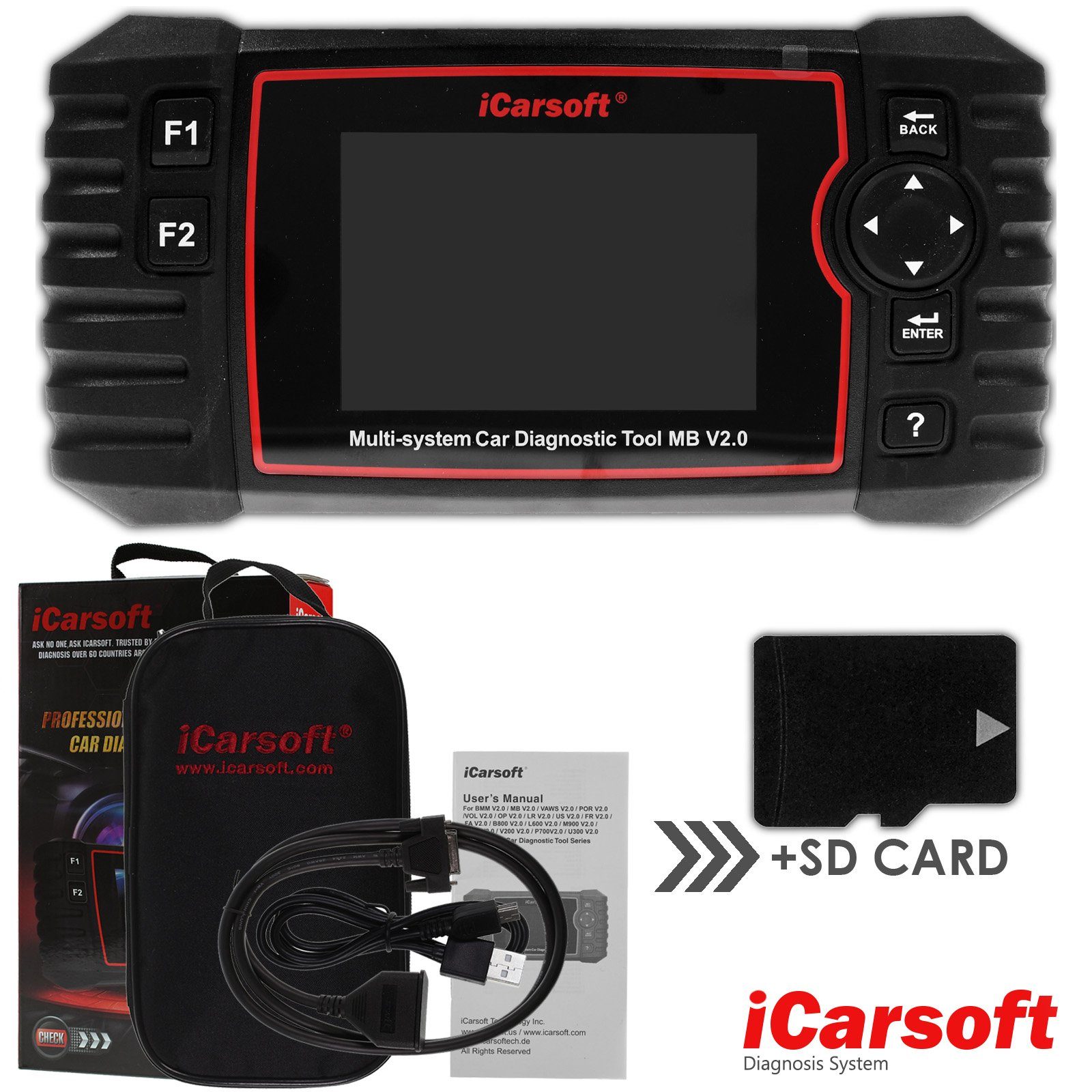 iCarsoft OBD2Diagnosegerät MB V2.0 Auslesen, Wartung und Service für Mercedes, Sprinter, Smart