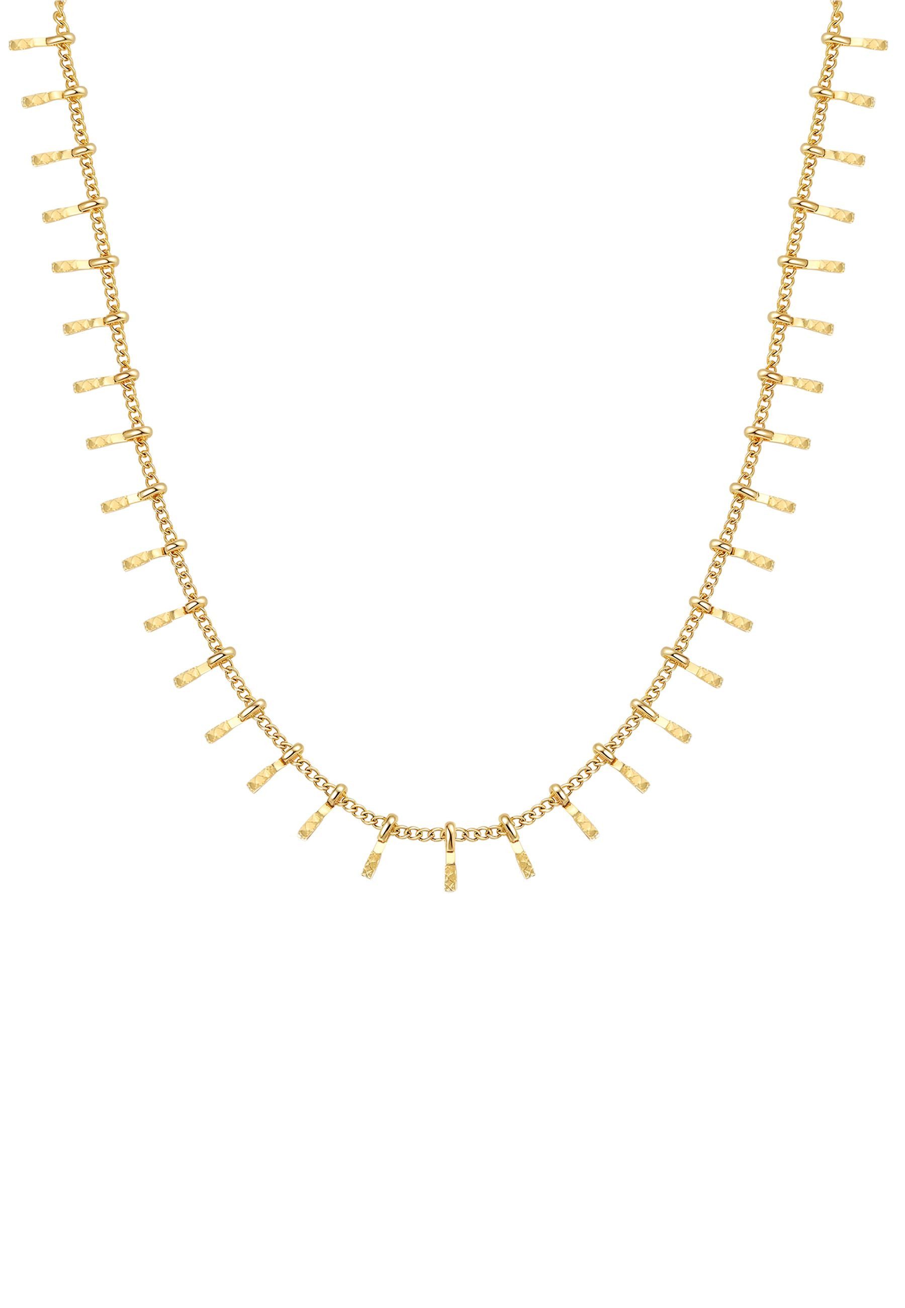 Hey Happiness Charm-Kette Lichtspiel Gliederkette, mit beweglichen Stab Elementen, Strukturierte Damen Halskette Edelstahl, in Gold Rosa Silber