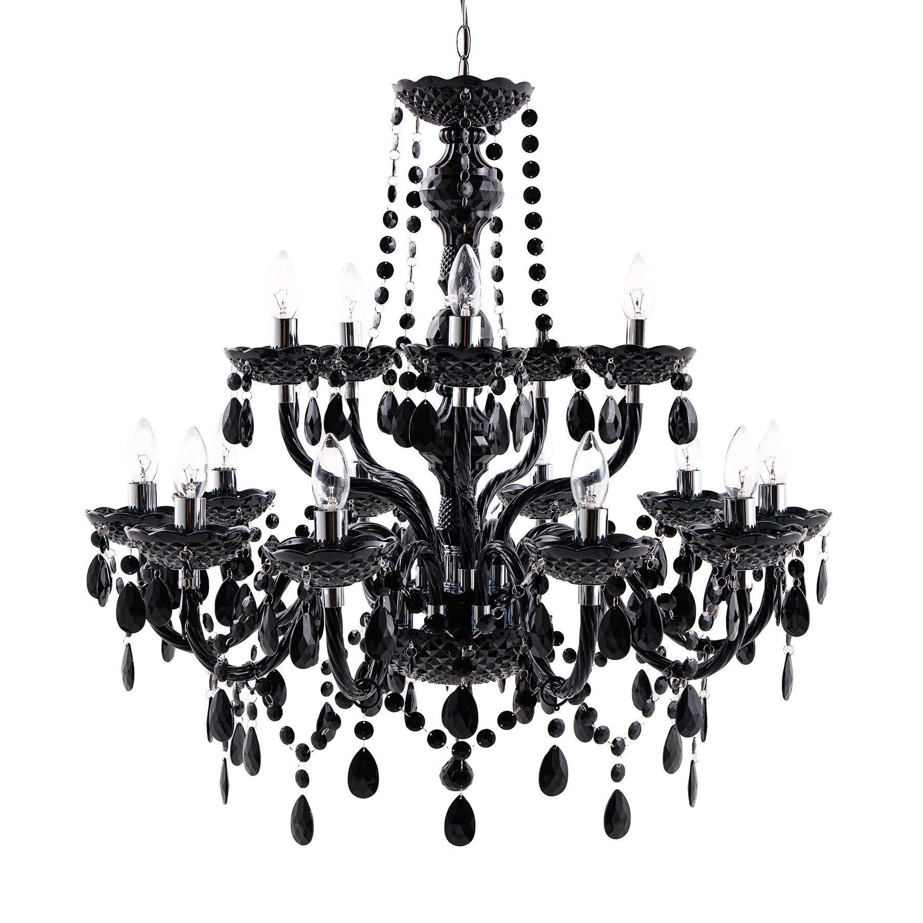 riess-ambiente Kronleuchter BLACK CRYSTAL XL 80cm schwarz, ohne Leuchtmitte günstig online kaufen