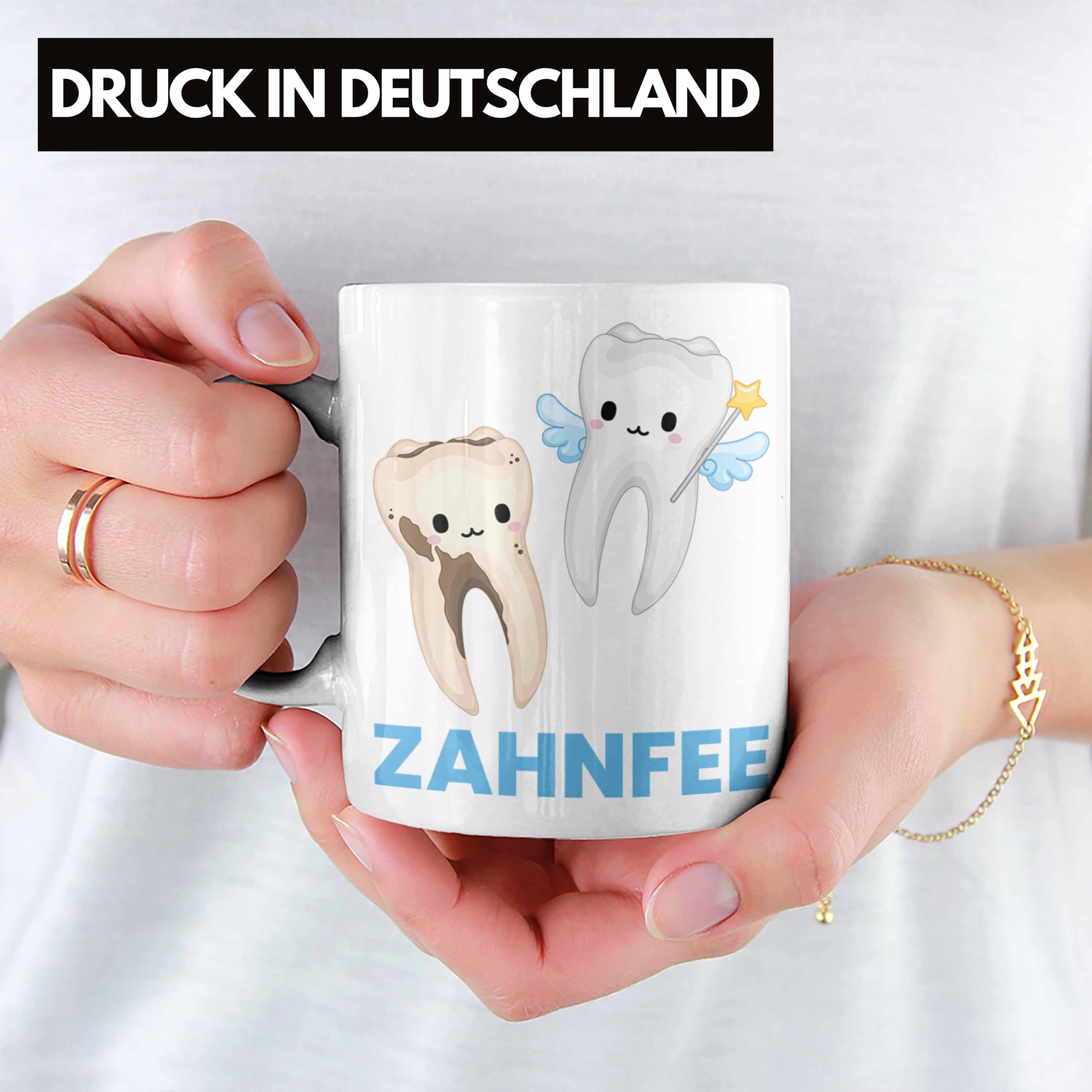 Trendation Tasse Geschenk Trendation Zahnarzt - Lustige Zahnärztin Zahnfee Weiss Geschenkidee Tasse