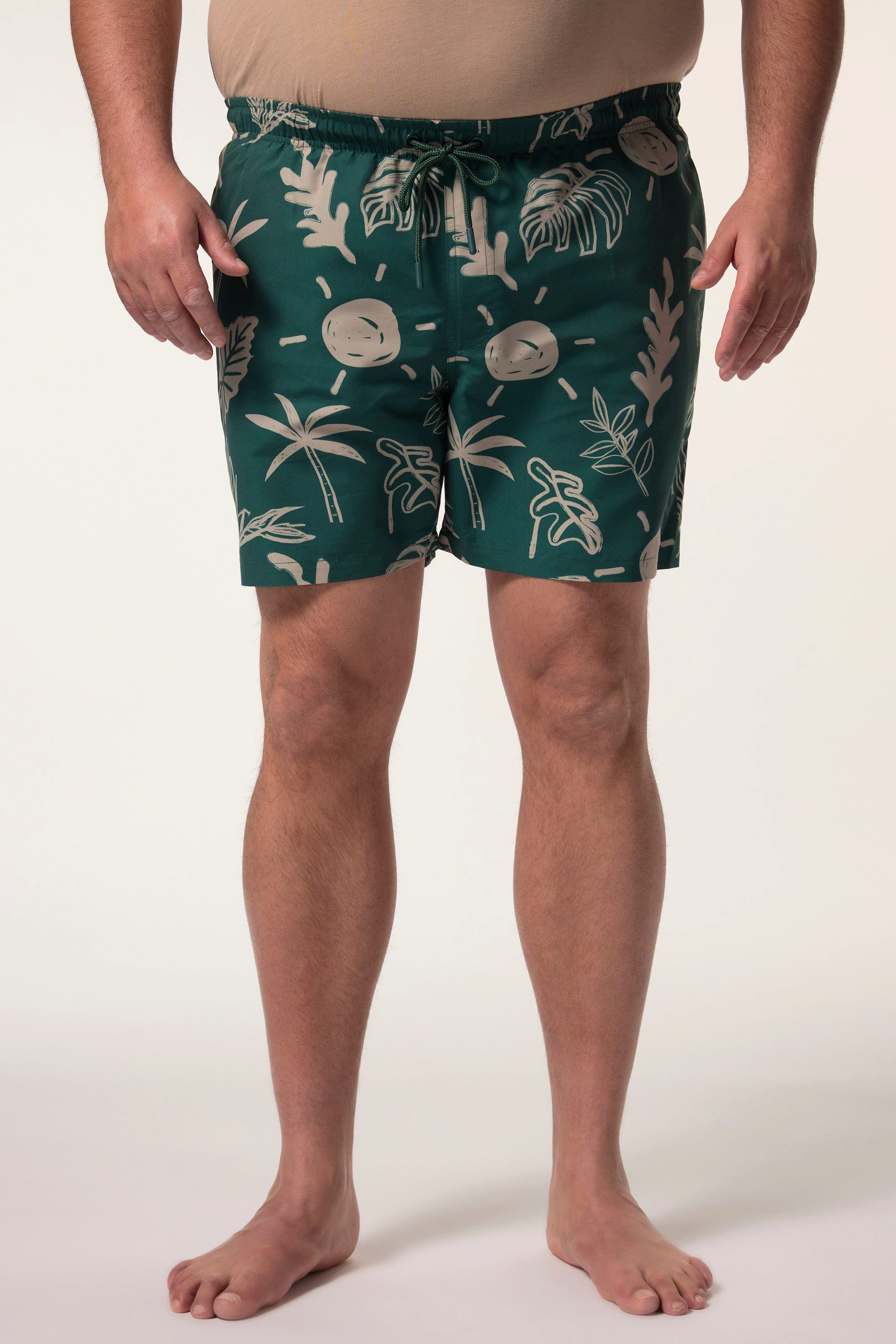 men plus Badehose Badeshorts Bauchfit Alloverprint 3 Taschen