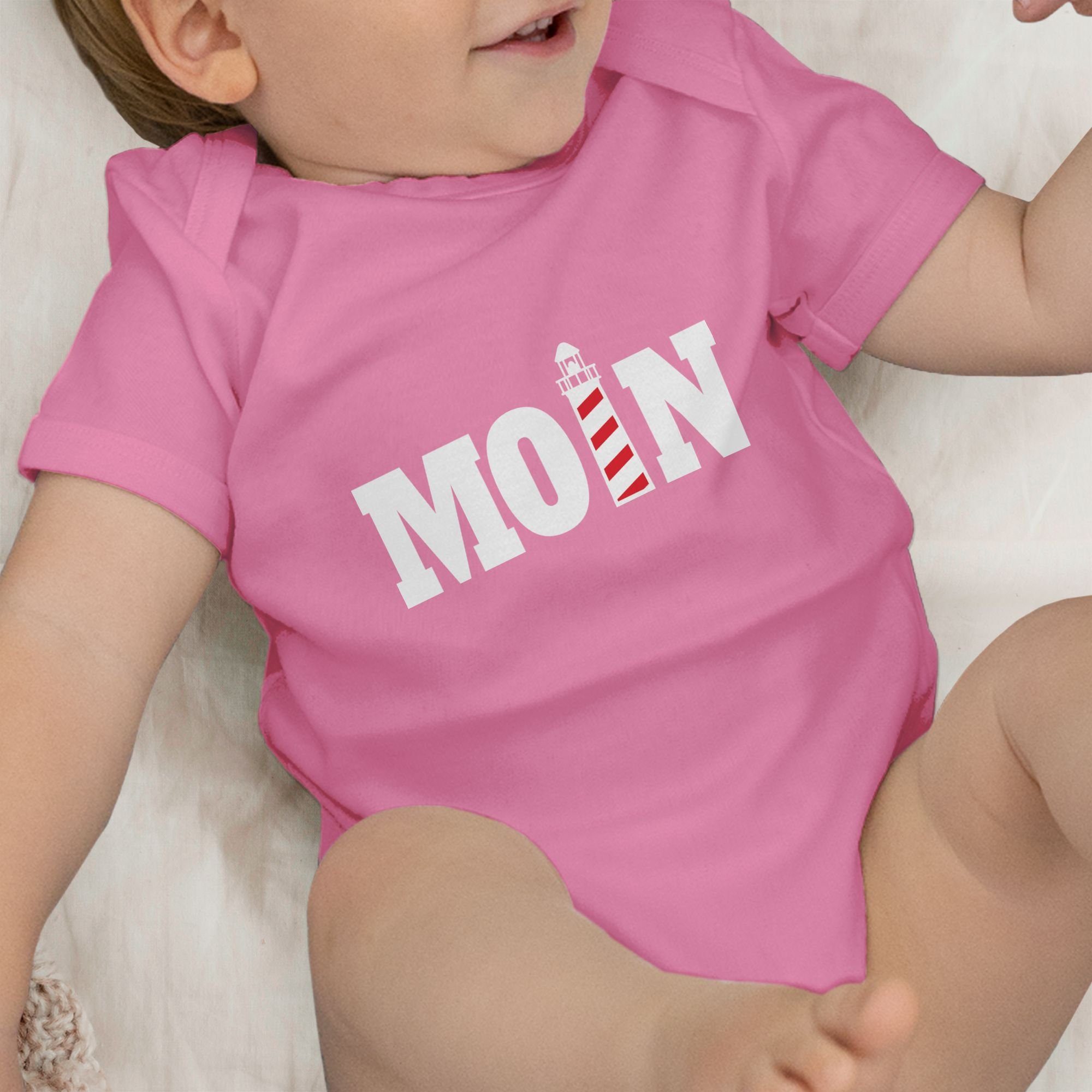 Shirtracer Shirtbody Moin mit Leuchtturm Baby Pink 3 - Sprüche weiß