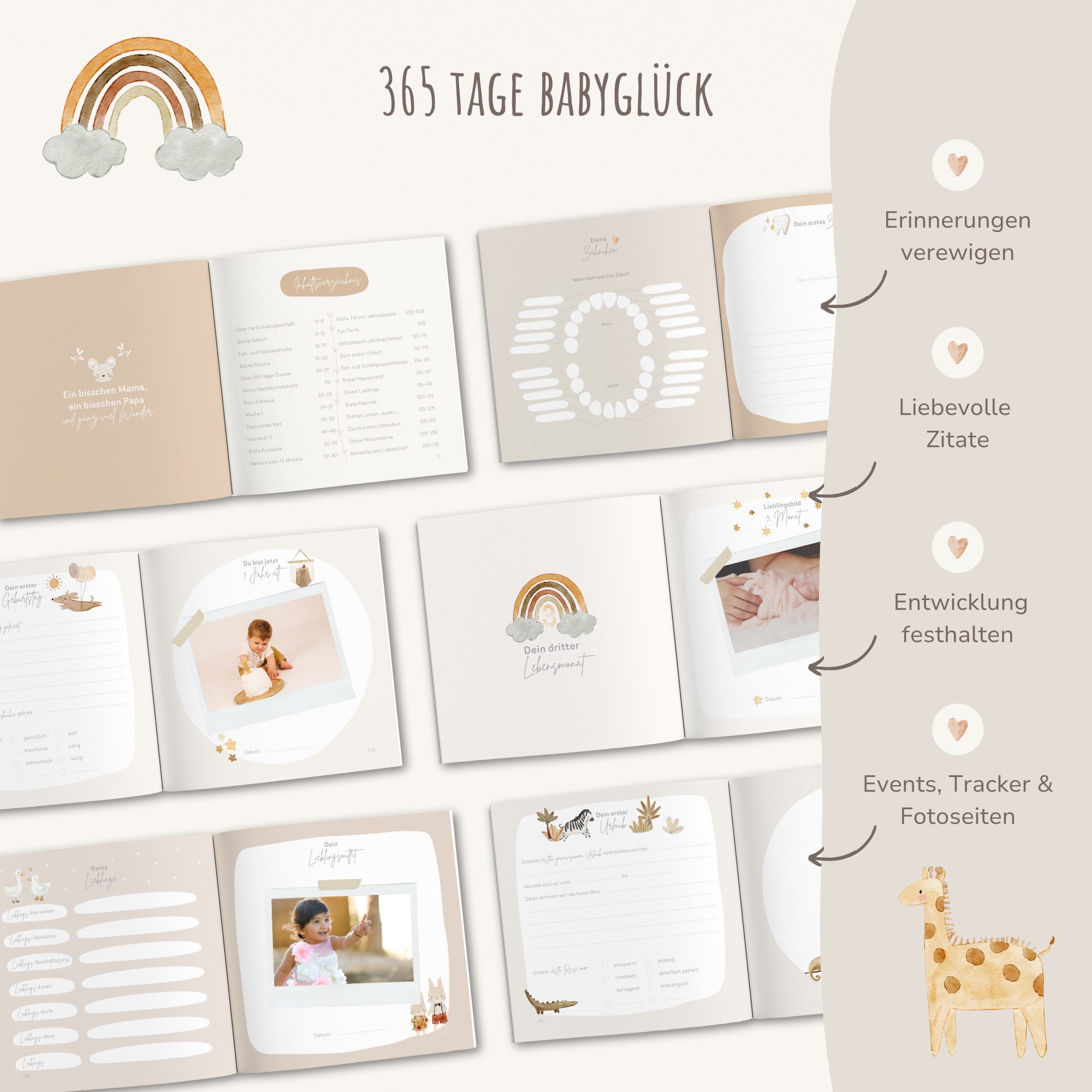 MeinBaby123® Tagebuch Baby 'Mein erstes Jahr', Erinnerungsbuch Baby, Geschenkidee zur Geburt, Momente für die Ewigkeit festhalten