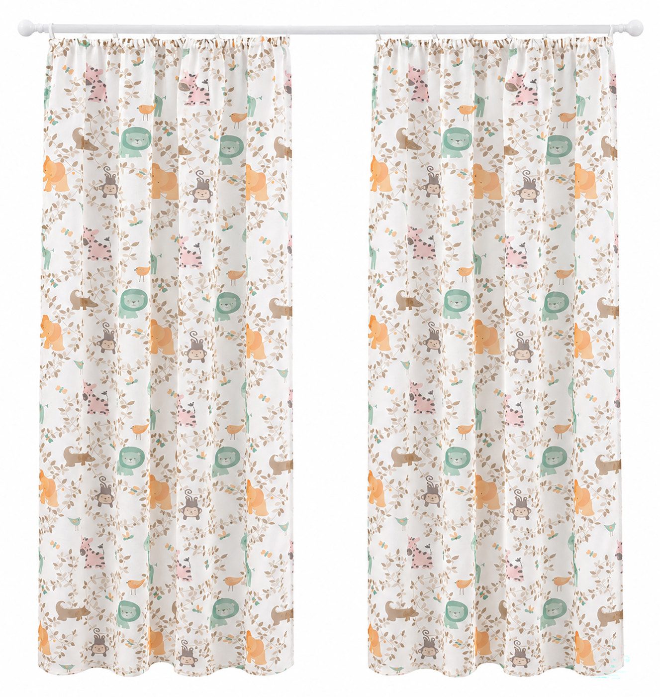 heimtexland Gardine Kindergardine Safari Deko Vorhang Kinderzimmer (1 St), Kräuselband, halbtransparent, Polyester, Leinen-Optik natur durchscheinend I Bandschal I Höhe 245 cm