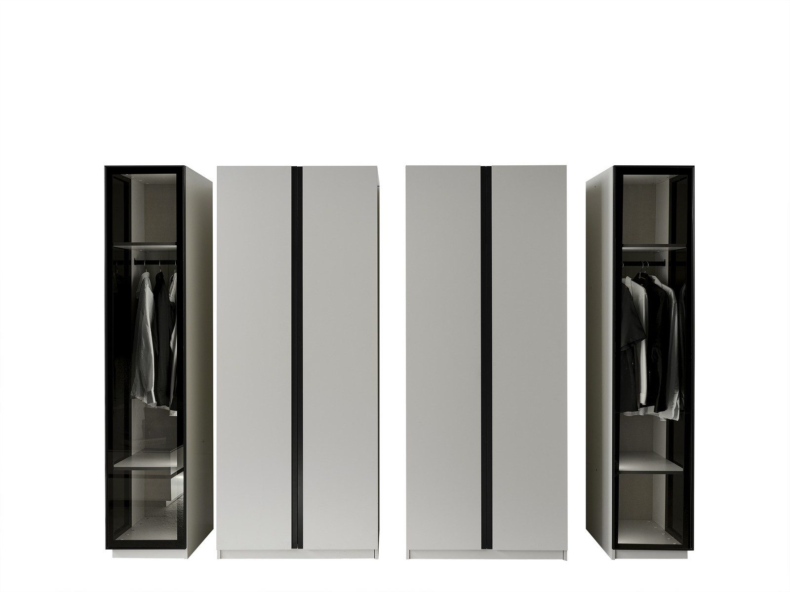 Villa Möbel Kleiderschrank (Kleiderschrank, 1-St., 2 trg. Kleiderschrank mit Regalen) Modulsystem Schubladen oder Regale klare Fronten