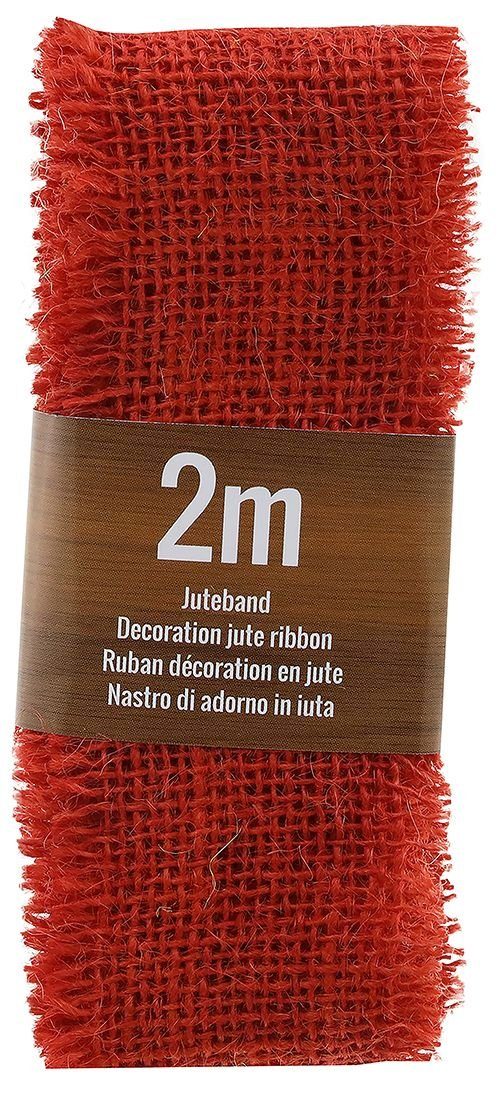 Trend Line Geschenkpapier Jute Dekoband rot 2m x 6,5 cm