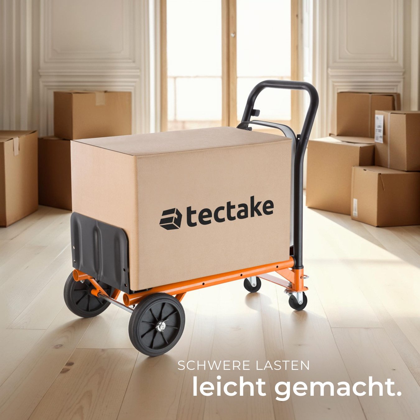 tectake Universal Sack Truck, load capacity up to 80 kg, handle height adjustable in three stages (78.5 cm to 100 cm)