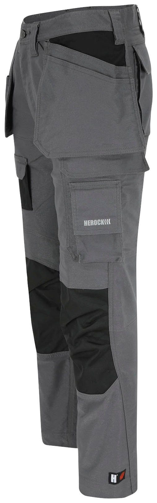 HEROCLES Arbeitshose Herock Nageltaschen sehr Multi-pocket, feste Stretch, (Coolmax® Technologie) grau robust,