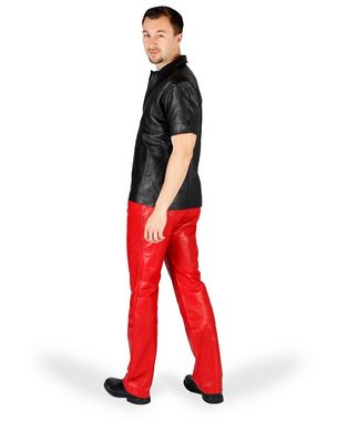 Fetish-Design Lederhose Lederhose Rot 5-Pocket Herren weiches Lamm-Nappa-Leder