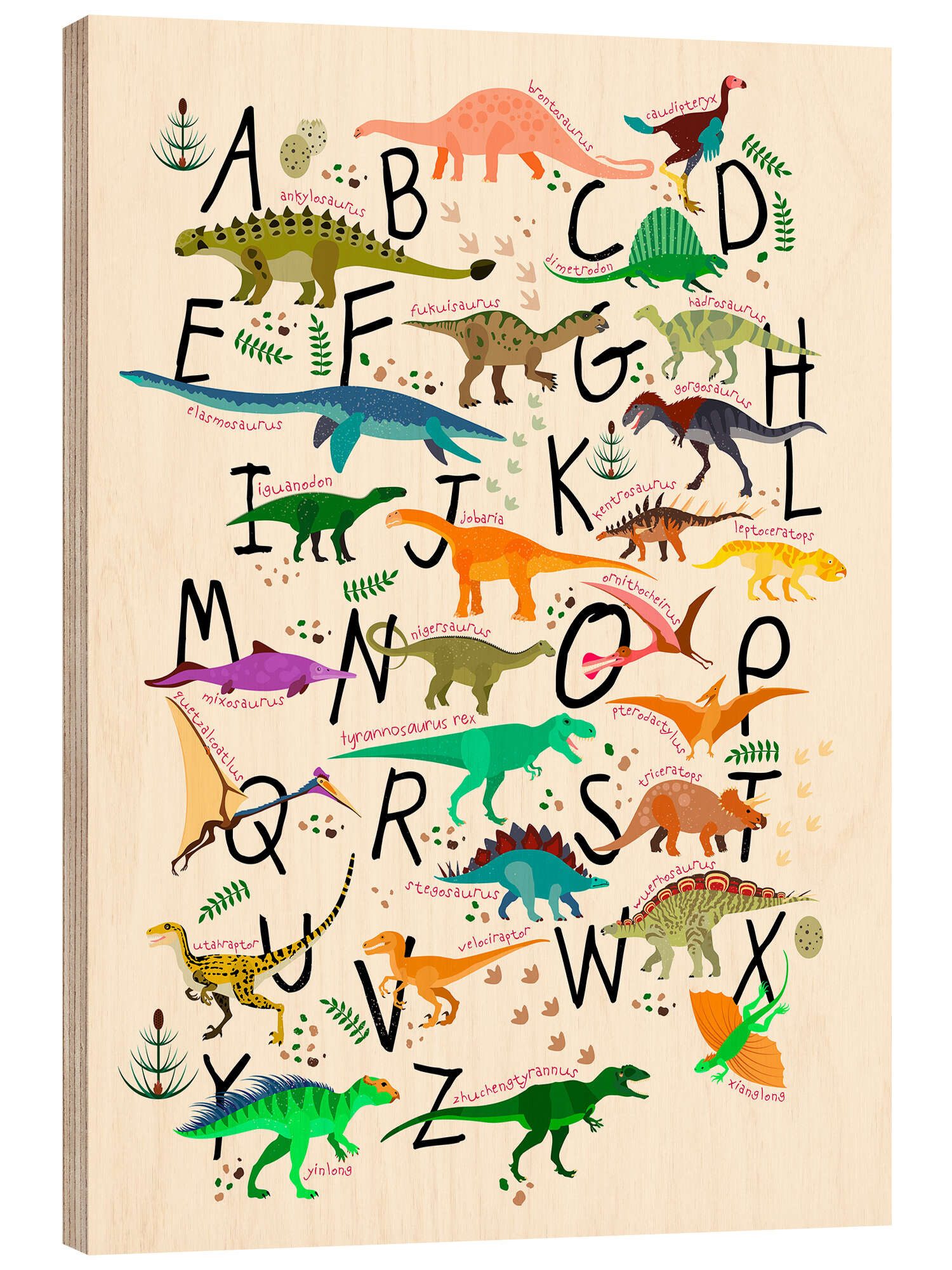 Posterlounge Wandbild Dino-Alphabet, Kidz Collection, erhältlich als Poster, Leinwandbild, Wandsticker oder Acrylglasbild