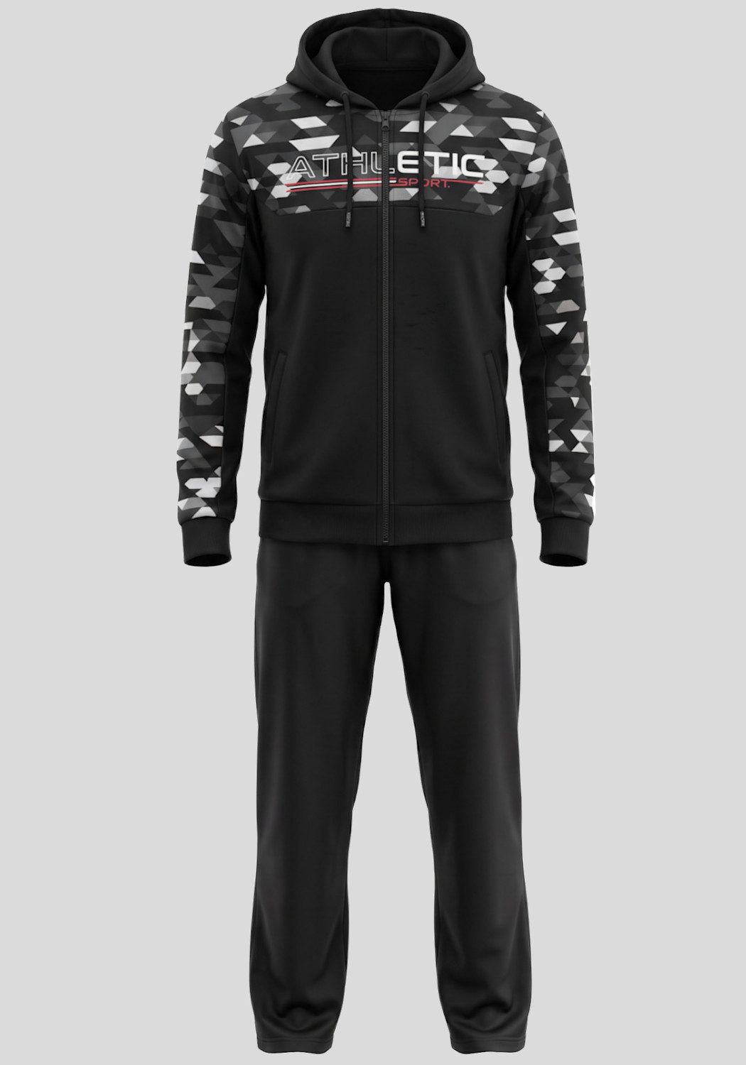 Herbold Sportswear Jogginganzug Herren Trainingsanzug mit Kapuze Sportanzug Hoodie (2-tlg), Design-Einsätze an Brust und Ärmeln, Bi-Stretch-Material