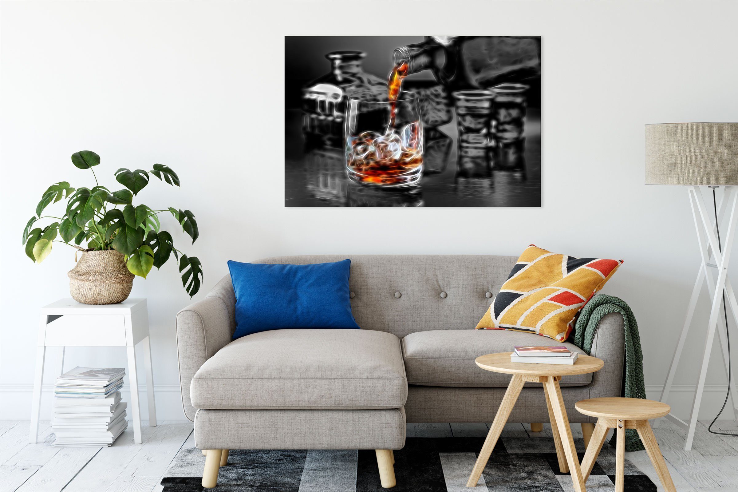 Pixxprint Leinwandbild Whiskey im Whiskeyglas, Whiskey im Whiskeyglas (1 St günstig online kaufen