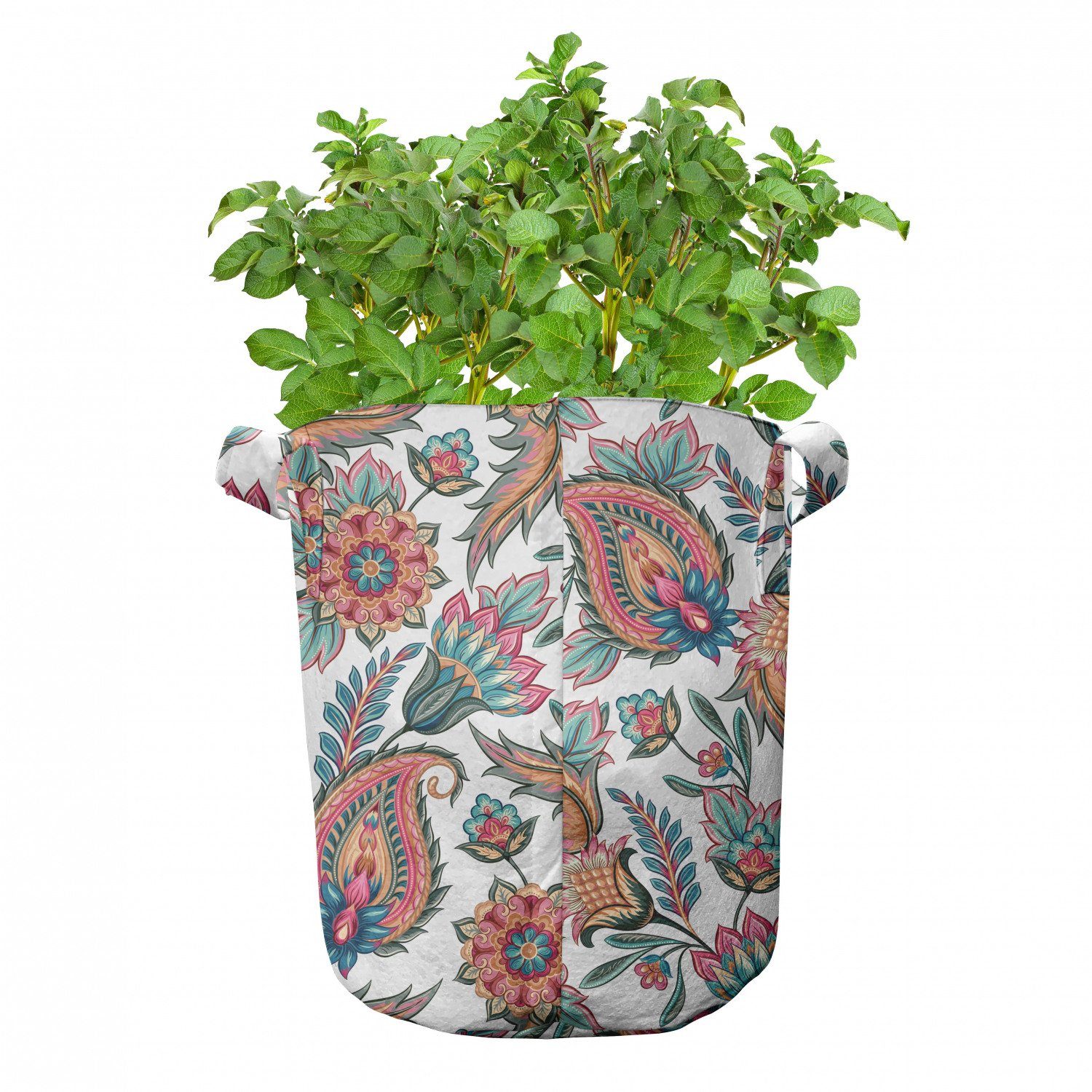 hochleistungsfähig Griffen Pflanzkübel Blume Abakuhaus Pflanzen, mit Stofftöpfe Motive Blatt mit Paisley für