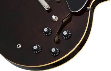 Epiphone E-Gitarre Jim James ES-335 Seventies Walnut, halbakustische Signature-Gitarre mit Koffer