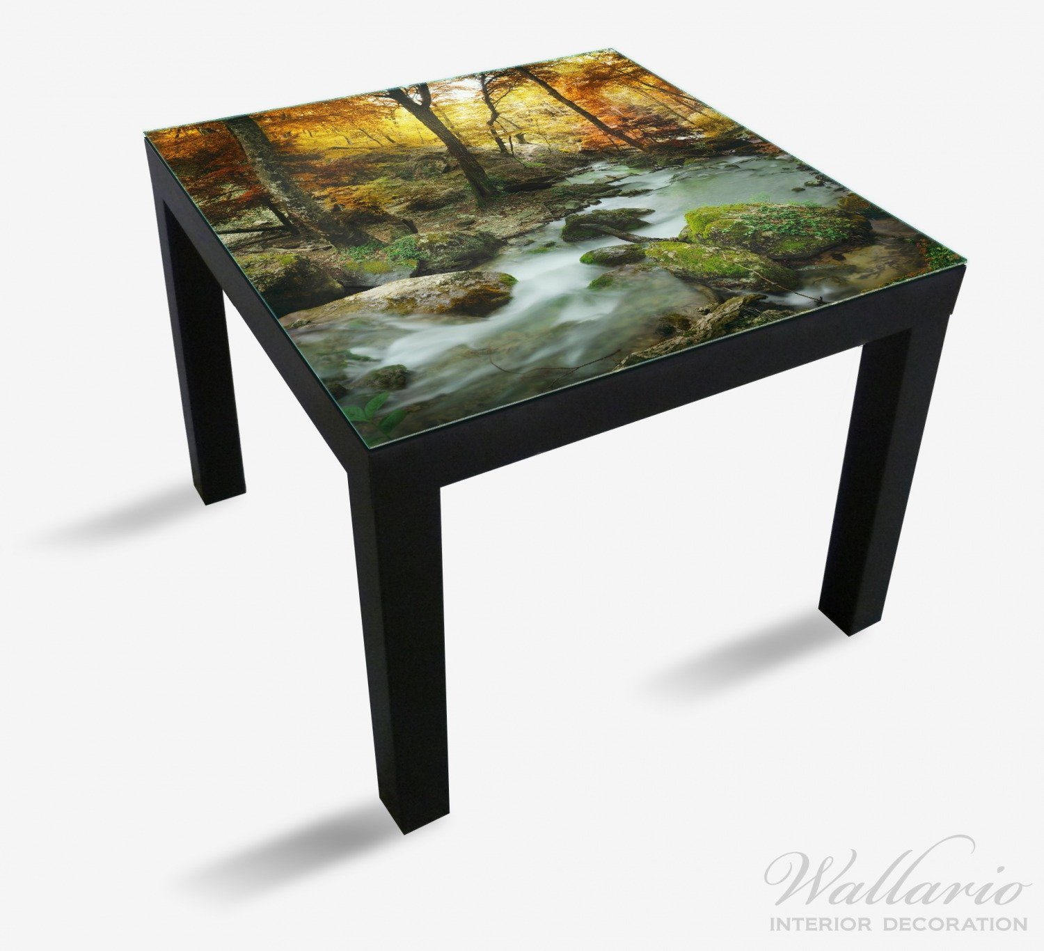 Lack Herbstwald moosbedeckten (1 Tisch im St), Steinen Wasserfall Tischplatte Wallario für geeignet Ikea mit