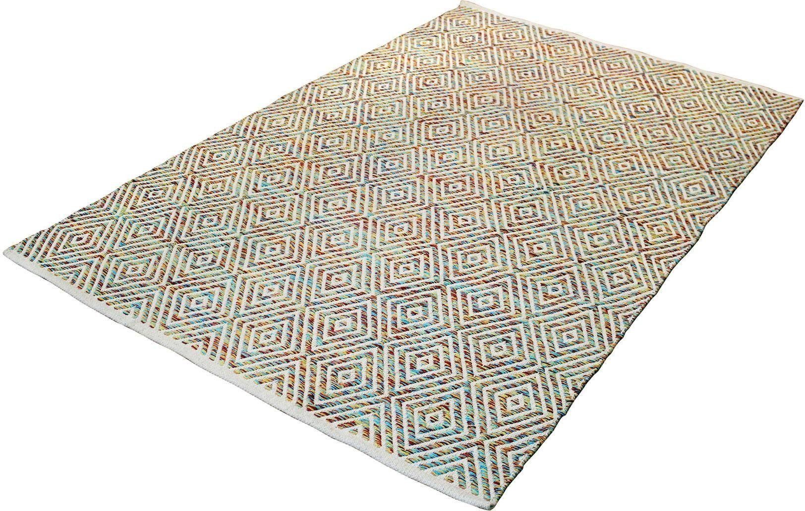 Teppich Luba 333, calo-deluxe, rechteckig, Höhe: 7 mm, reine Baumwolle, Wohnzimmer