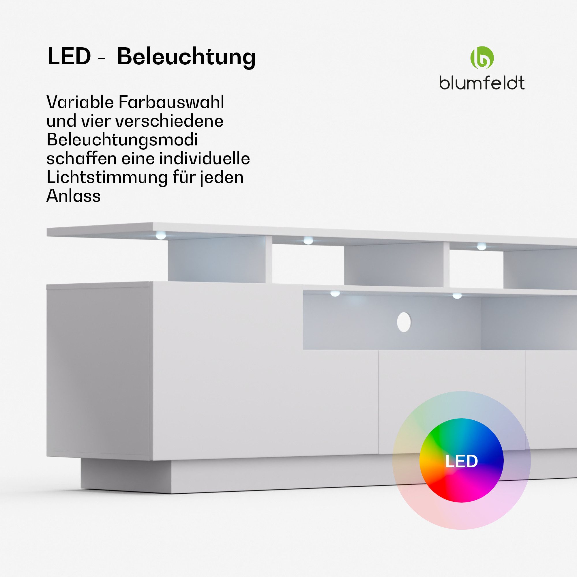 blumfeldt Lowboard Perth Lowboard Fernsehschrank 150 x 35 x 50 cm, LED (Set günstig online kaufen