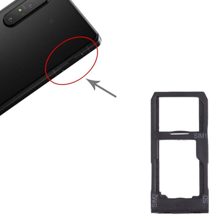 Wigento SIM + Micro SD Karten Halter Card Tray für Sony Xperia 1 II / Xperia 5 II / Xperia 10 II Schwarz Ersatz Zubehör Smartphone-Adapter 0 cm