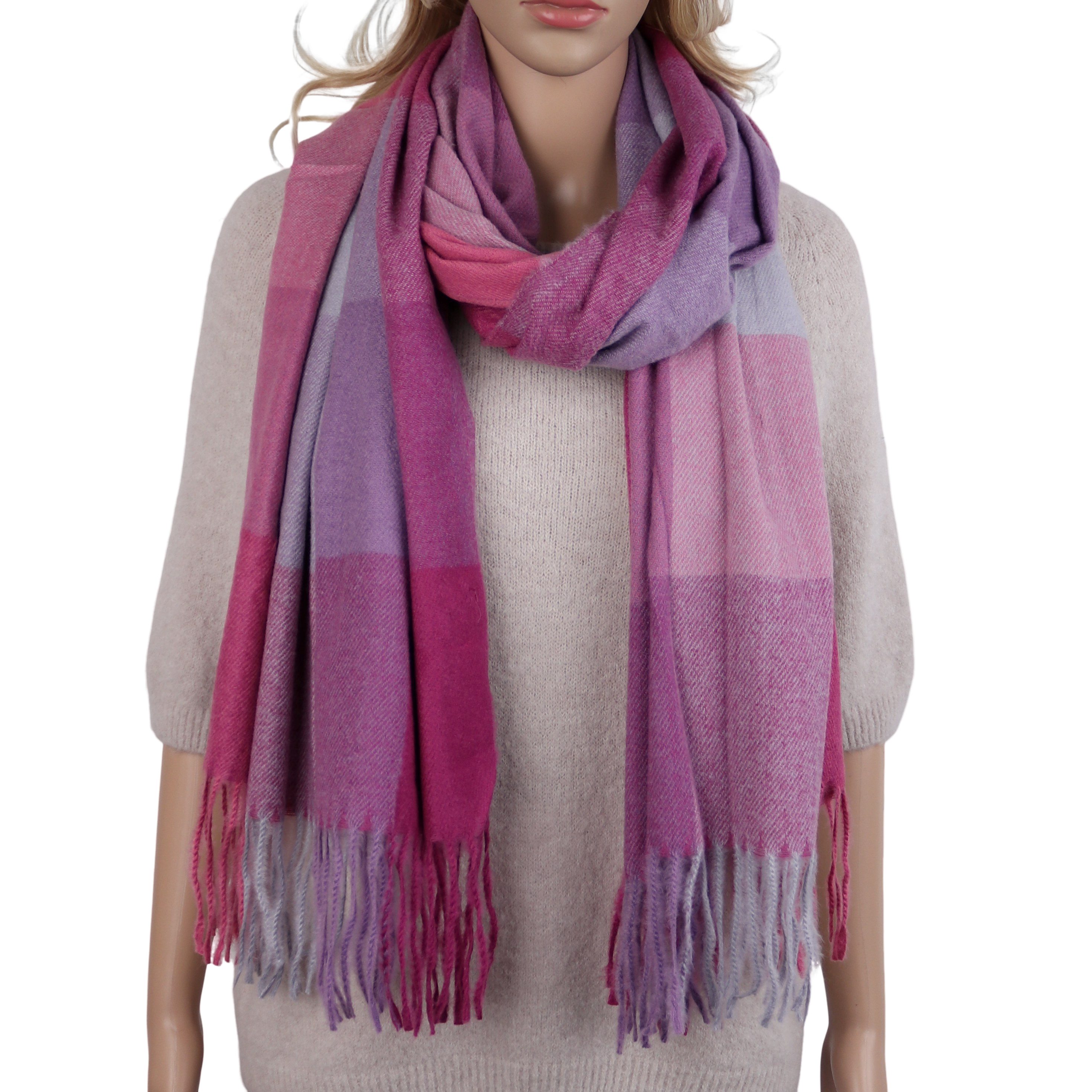 MIRROSI Modeschal weicher und warmer karierter Schal mit Fransen, 70x180cm, günstig online kaufen