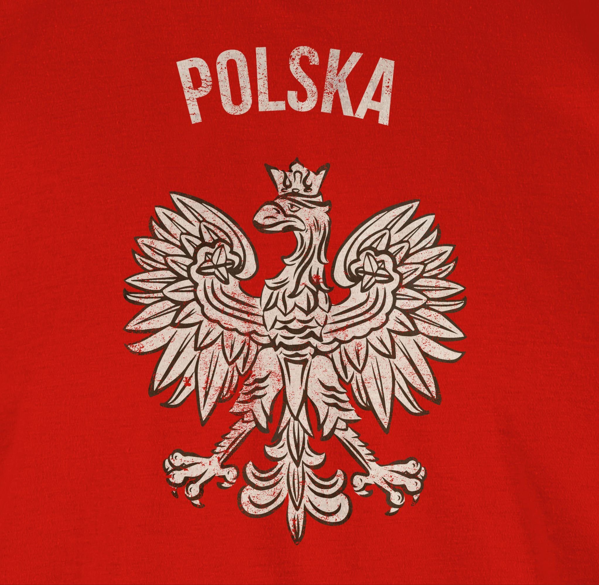 Damen Shirts Shirtracer T-Shirt Polska Vintage - Fussball WM 2022 - Damen Premium T-Shirt (1-tlg) Weltmeisterschaft Fanartikel T