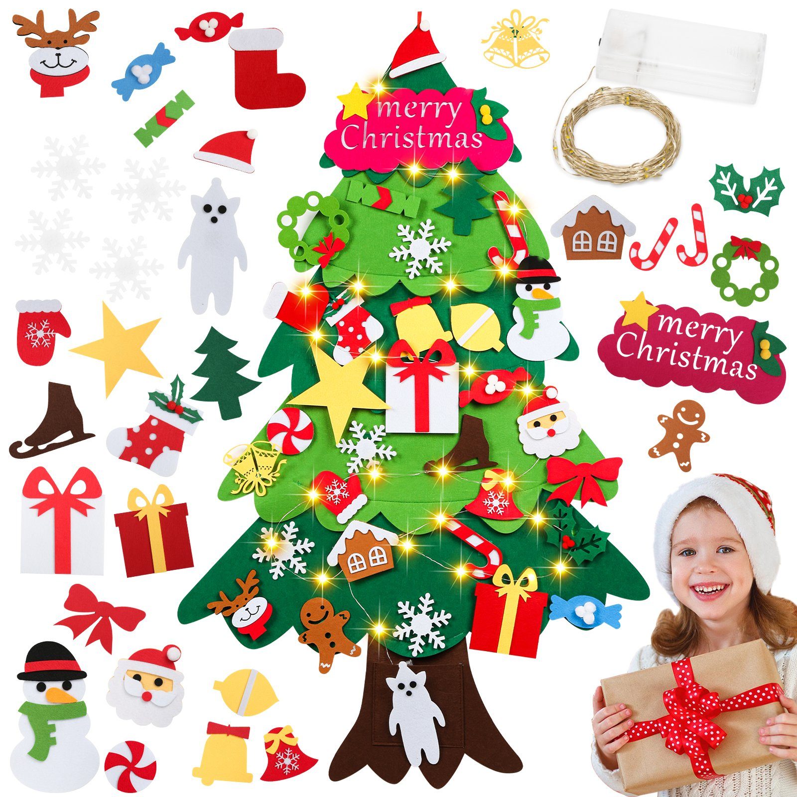 Gimisgu Künstlicher Weihnachtsbaum Künstlicher Weihnachtsbaum Filz Weihnachtsbaum Kinder DIY Christmas