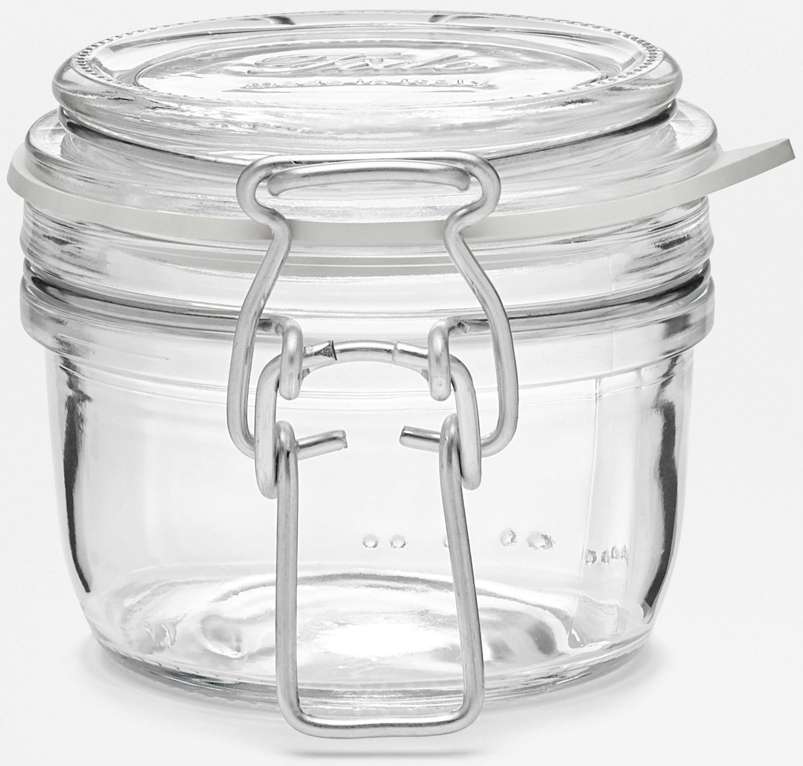 Bormioli Rocco Vorratsglas Fido, Glas, (Set, 6-tlg., 6 Stück, 0,125l Fassungsvermögen), gefriergeeignet, luftdicht verschließbar