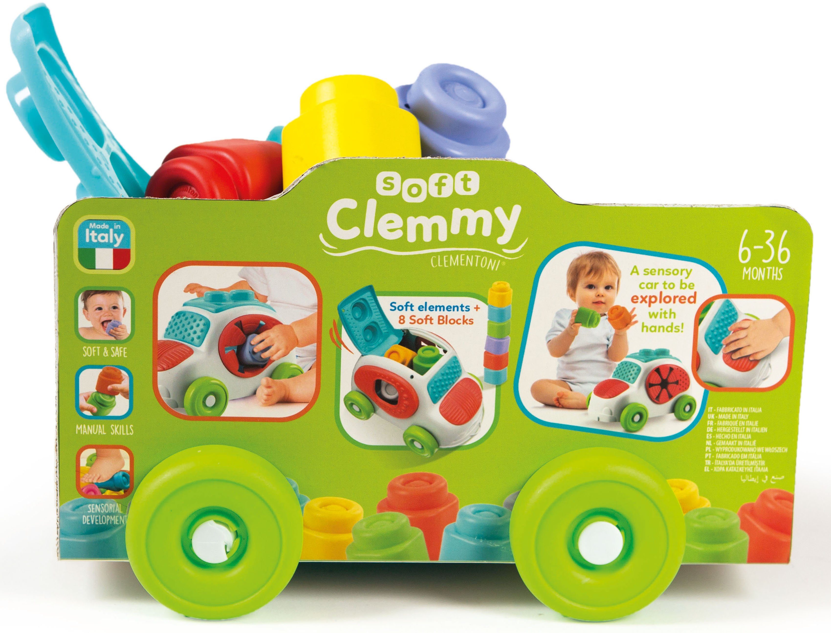 Clementoni® Clemmy Soft, Sensorisches Auto Spielbausteine, (9 St), Made in Europe