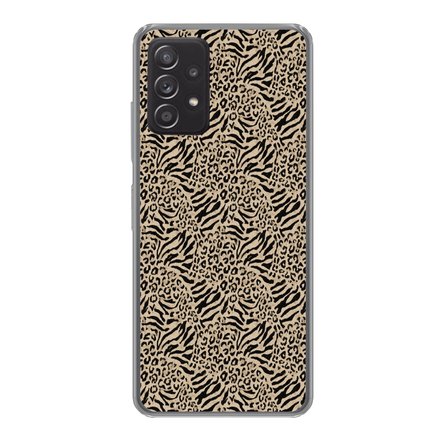 MuchoWow Handyhülle für Samsung Galaxy A53 5G Giraffe - Zebra - Motiv - Braun, Phone Case, Silikon, Schutzhülle Dünn