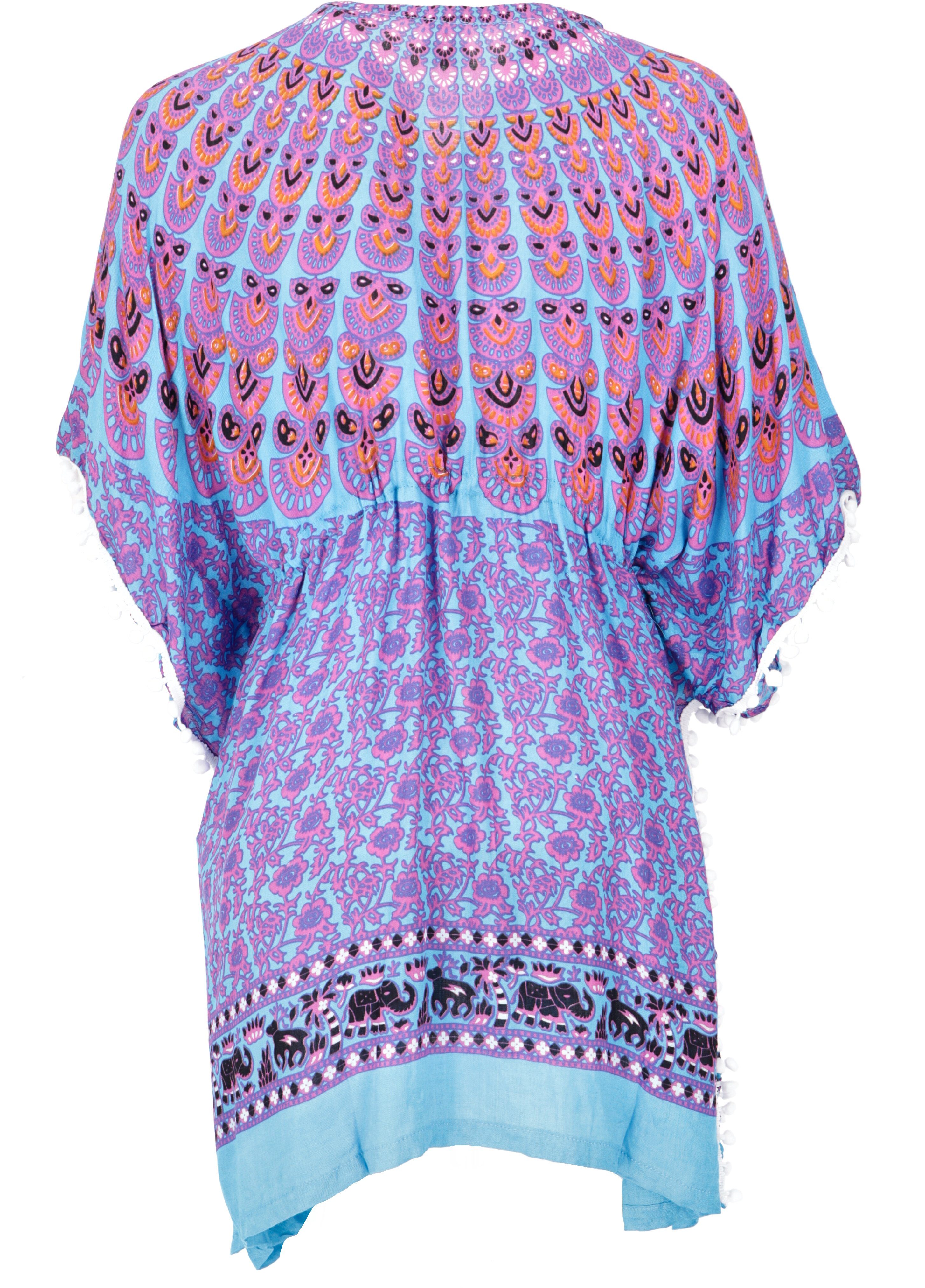 blau/violett Tunika, alternative Damen.. Longbluse Bekleidung Poncho, Kaftan, Minikleid, Guru-Shop