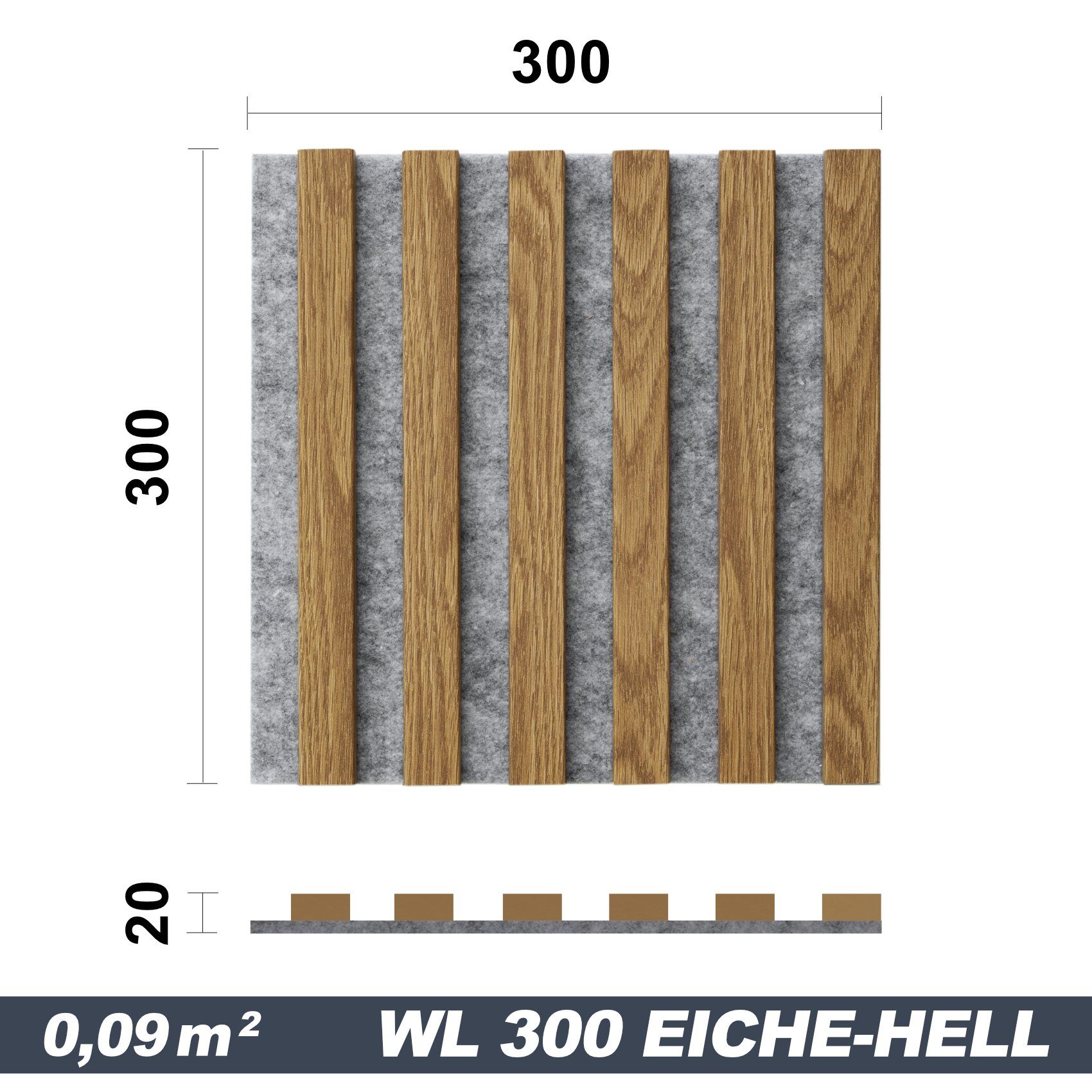 marbet design Wandpaneel, (Akustikpaneele Akustikquadrate 30x30cm Wandverkleidung Holz - (1 Paneel, grau - Eiche hell) Lamellenverkleidung Holzwand natur)