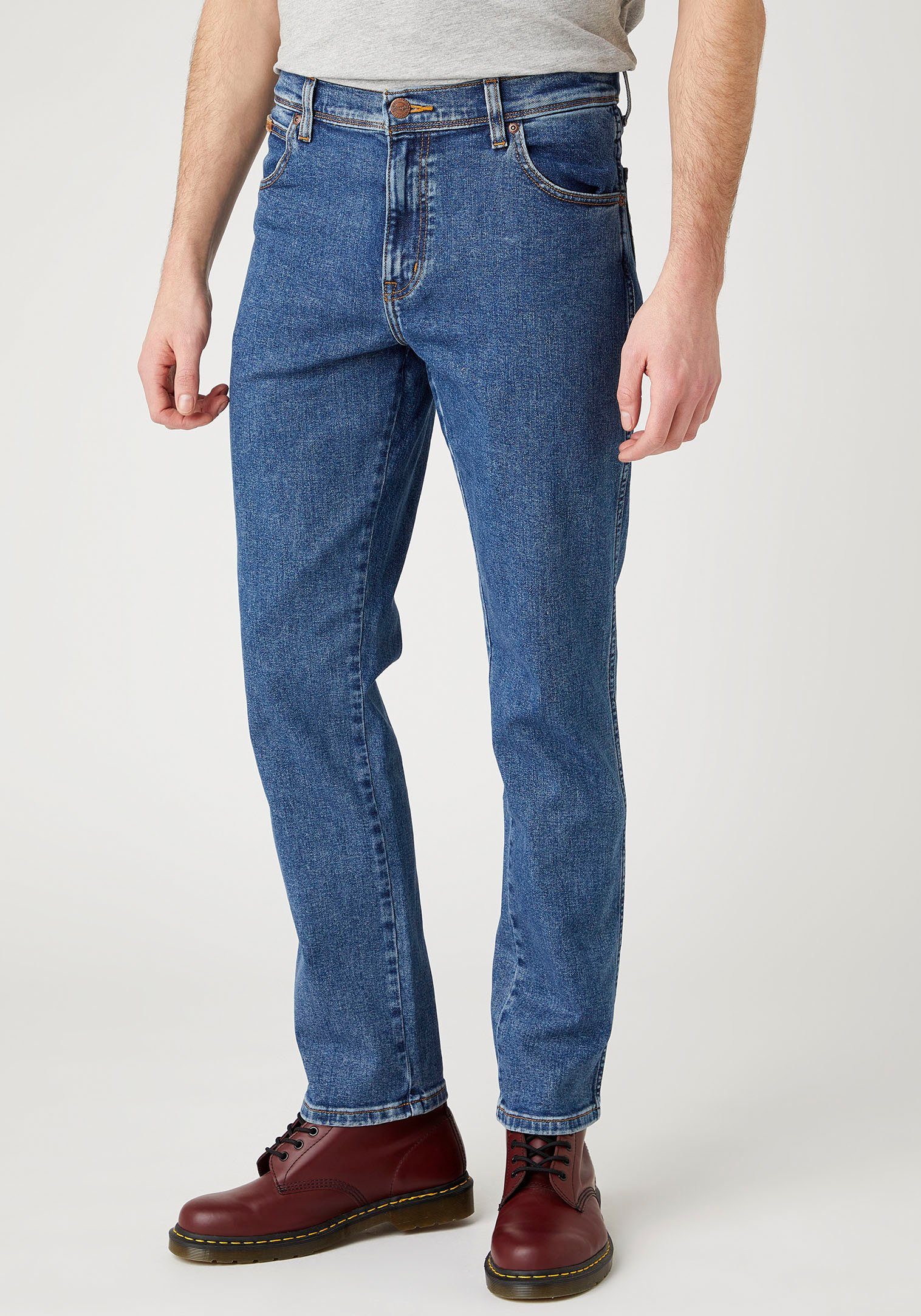 Wrangler Herren Jeans Texas Slim Fit Stretch - Blau - Stonewash günstig online kaufen