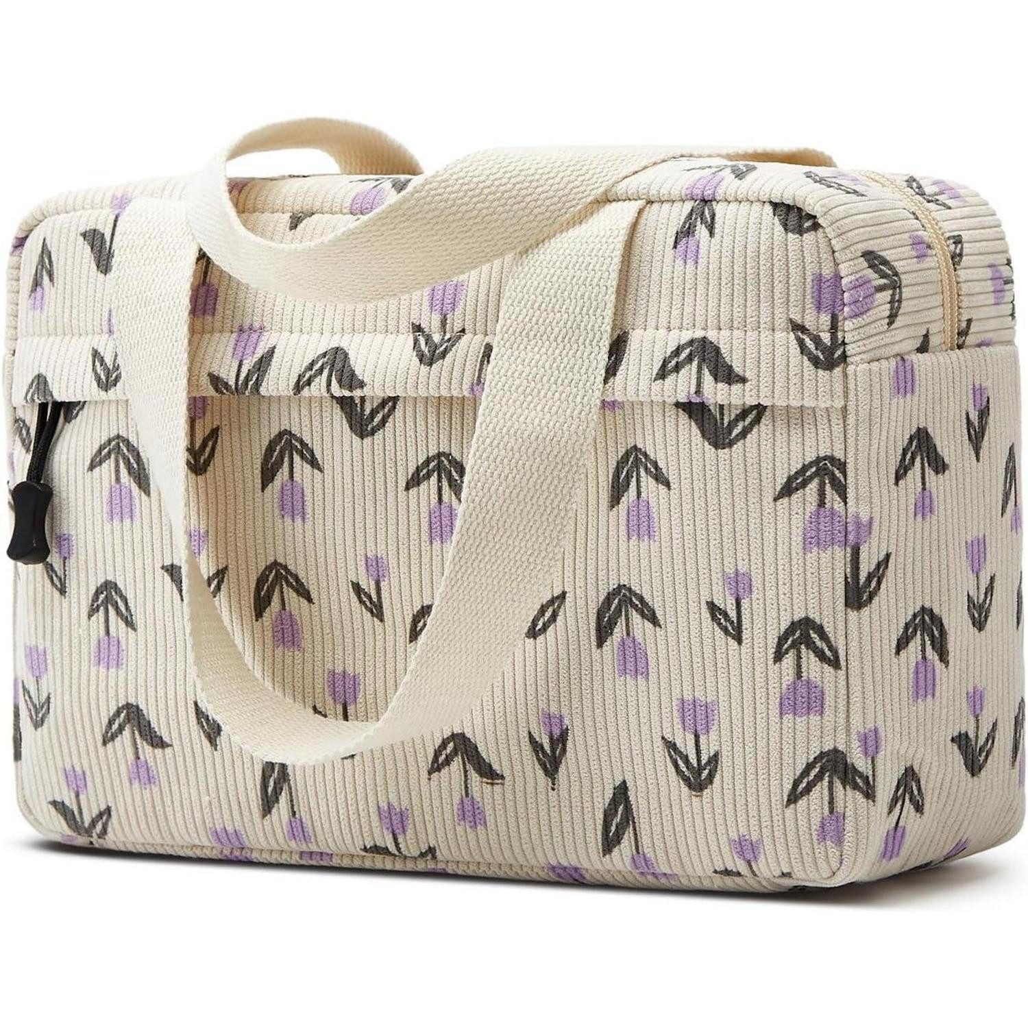 LuxusKollektion Kosmetiktasche Kosmetiktasche Groß Cord Damen Reise Waschtasche Tulip-lila