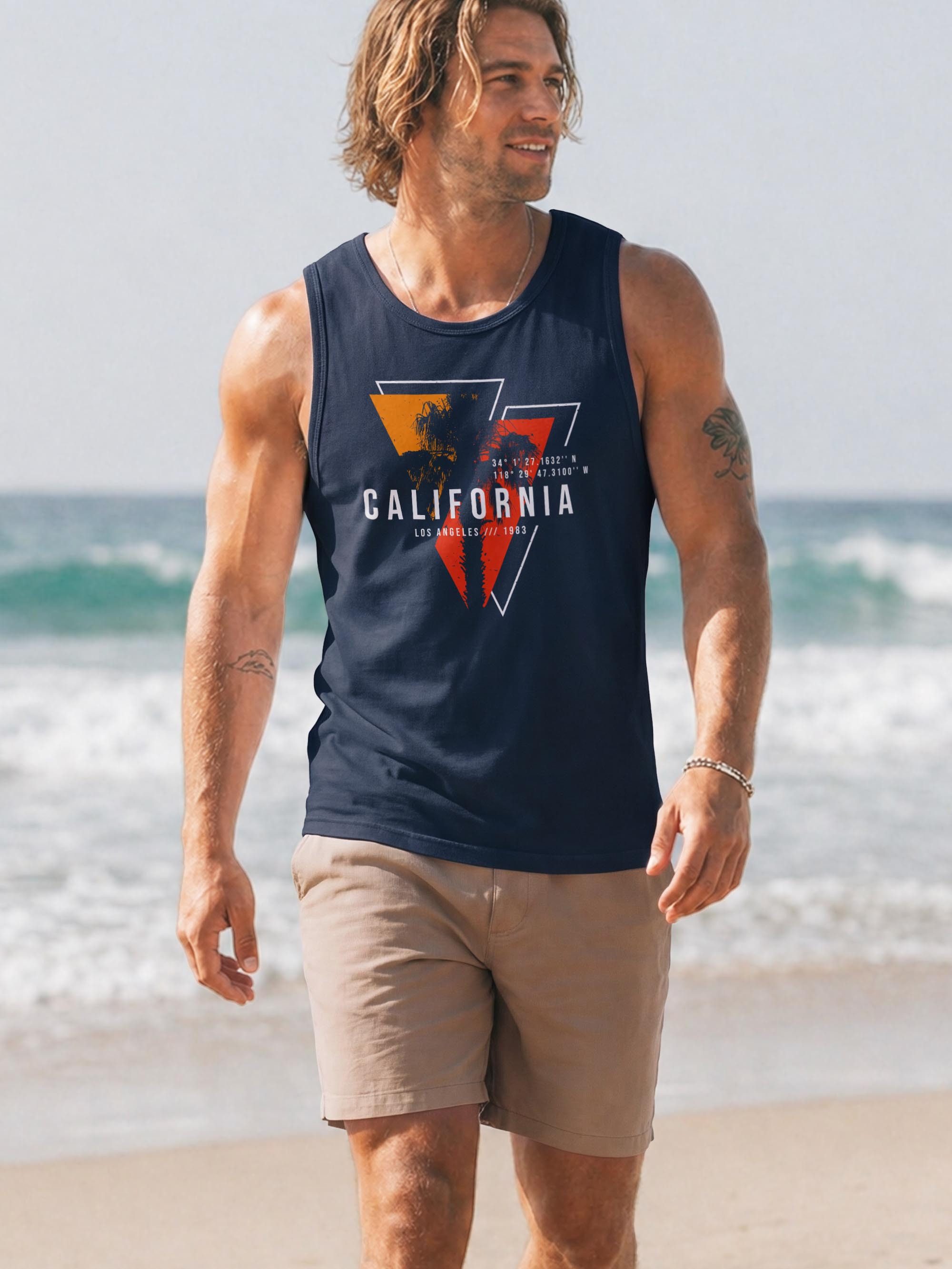 Neverless Tanktop Herren Tank-Top California Los Angeles Surfing Motiv Sommer Fashion mit Print