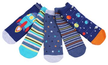 Sarcia.eu Haussocken 5 x blaue Socken „kosmische Muster“ 6-12 Monate