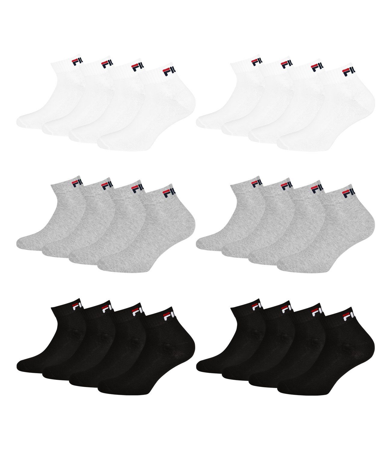 weichem Socken (12-Paar) classic Quarter Fila mit 700 Sportsocken Rippbündchen