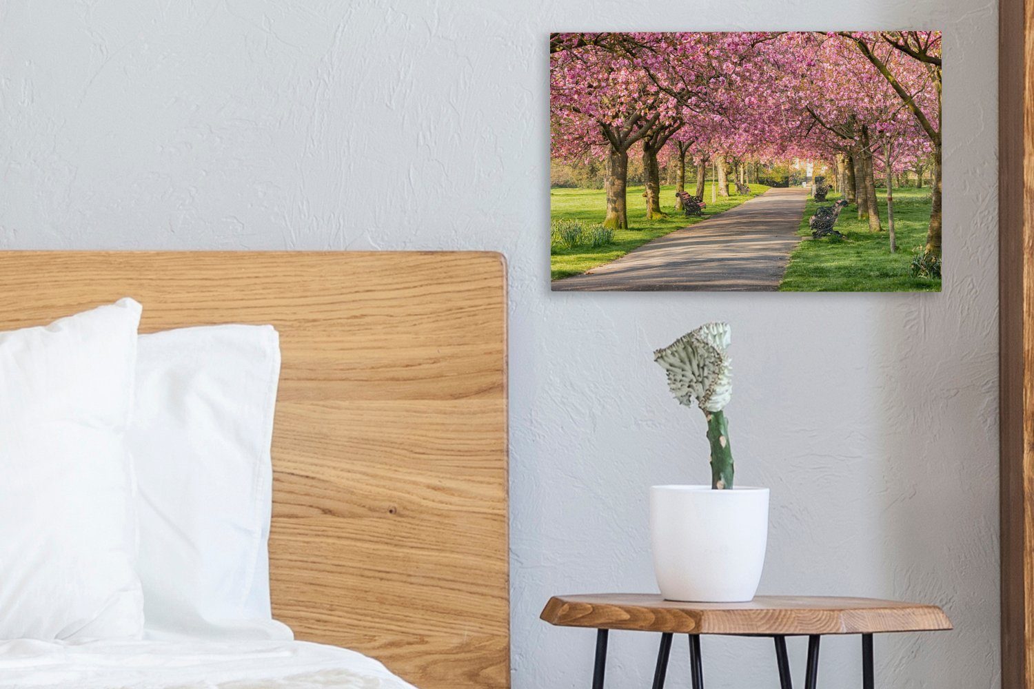 St), Bäume Rosa, Leinwandbilder, 30x20 Leinwandbild - Wandbild - cm Wanddeko, Blüte Aufhängefertig, OneMillionCanvasses® (1
