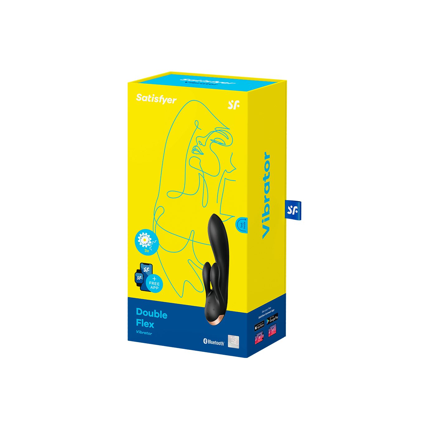 Rabbit, "Double Connect Satisfyer schwarz mit Klitoris-Stimulator Flex Bluetooth, App, App", 20cm Satisfyer