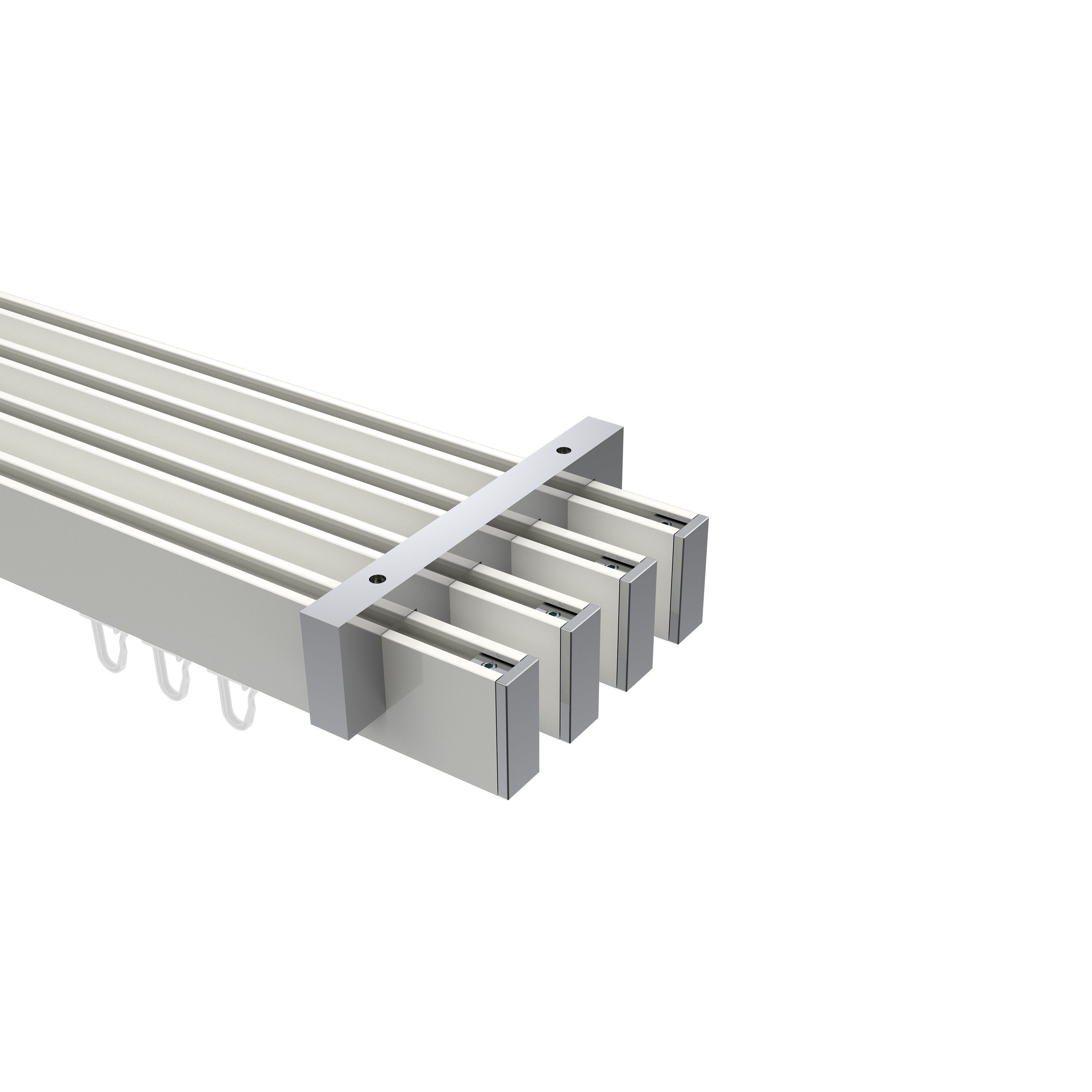 Gardinenstange Smartline Paxo, INTERDECO, 4-läufig, 14x35 mm, eckig, Deckenmontage, Weiß / Chrom